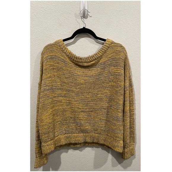 FREE PEOPLE Knit Pockets Yellow Grey Sweater - Picture 5 of 5
